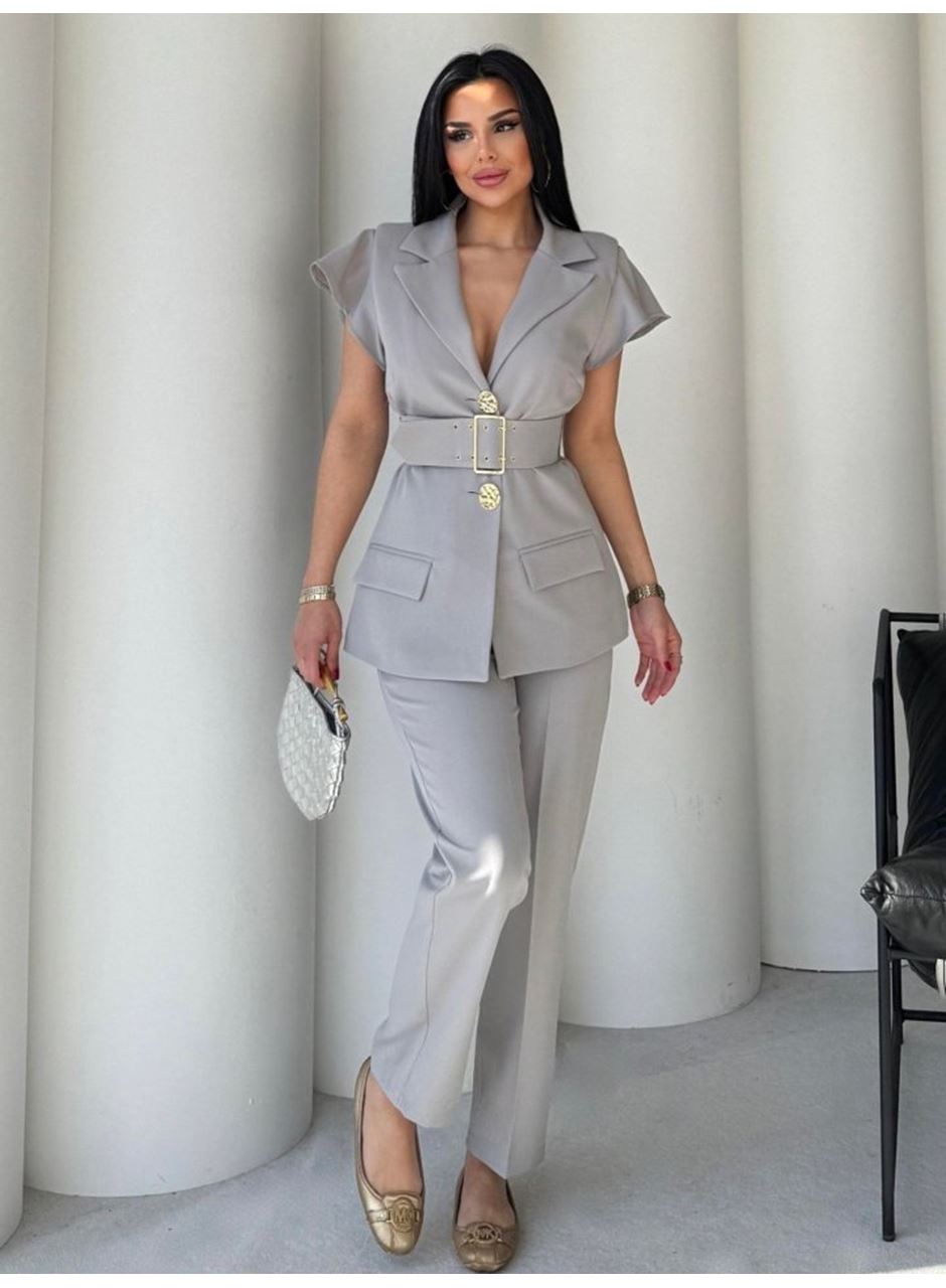 Vatkalı Yelek Pantolon İkili Takım