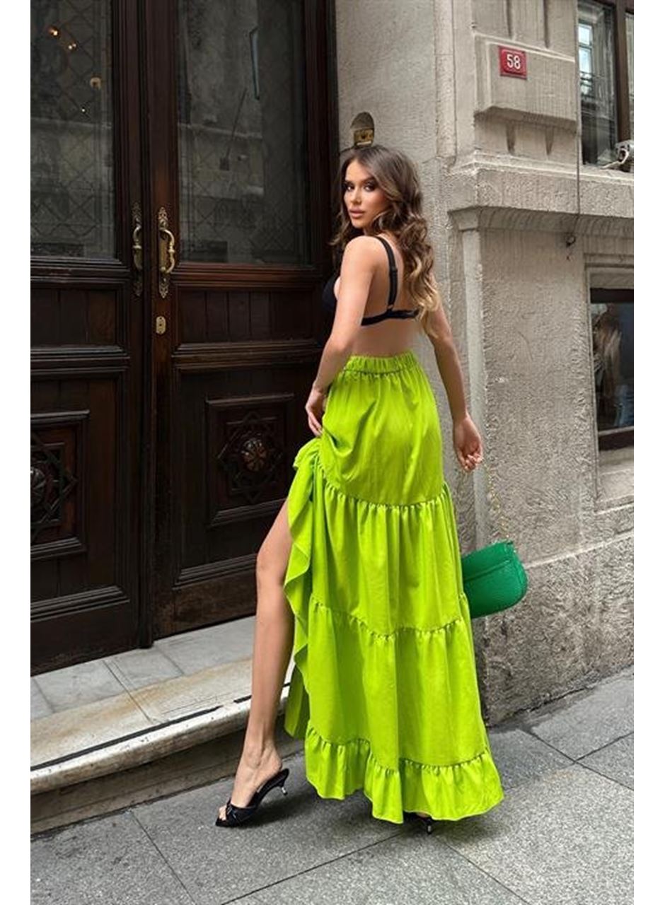 Audrey Fıfrlı Yırtmaç Detay Etek 4037