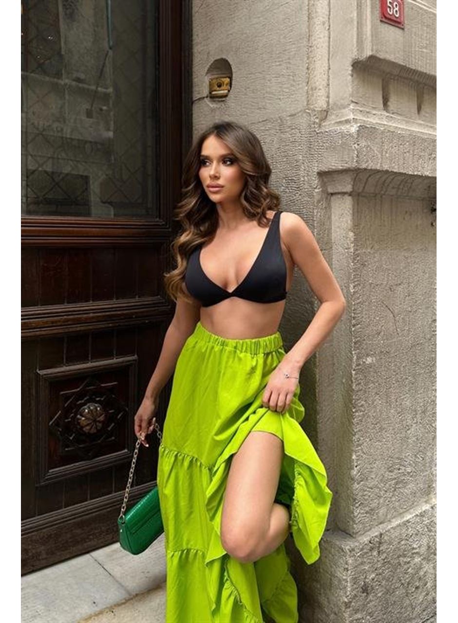 Audrey Fıfrlı Yırtmaç Detay Etek 4037