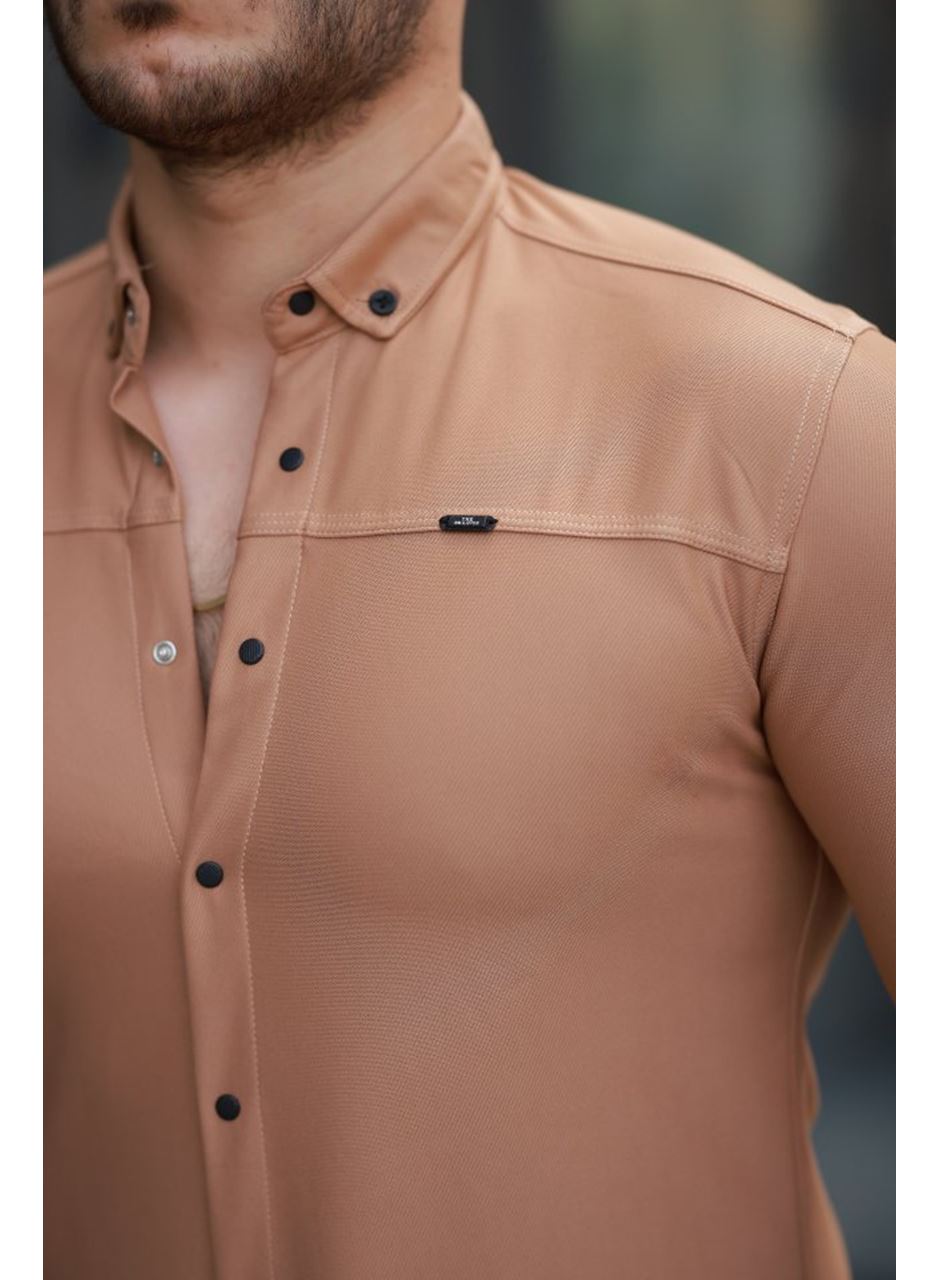 Erkek çıtçıt Düğmeli Dikiş Detaylı Uzun Kollu Gömlek