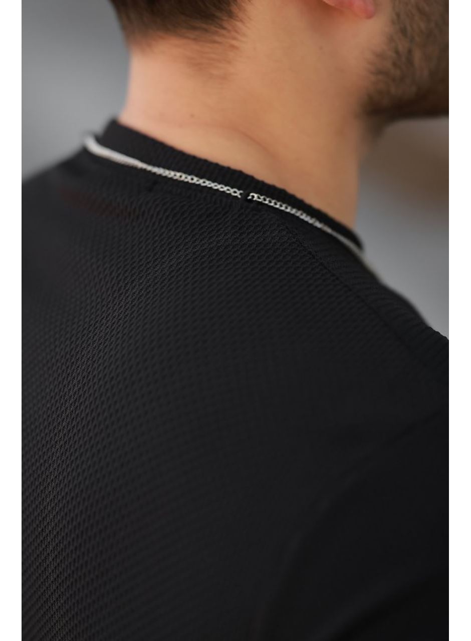 Erkek Cepli Kolyeli Kısa Kollu örme Kumaş T-shirt