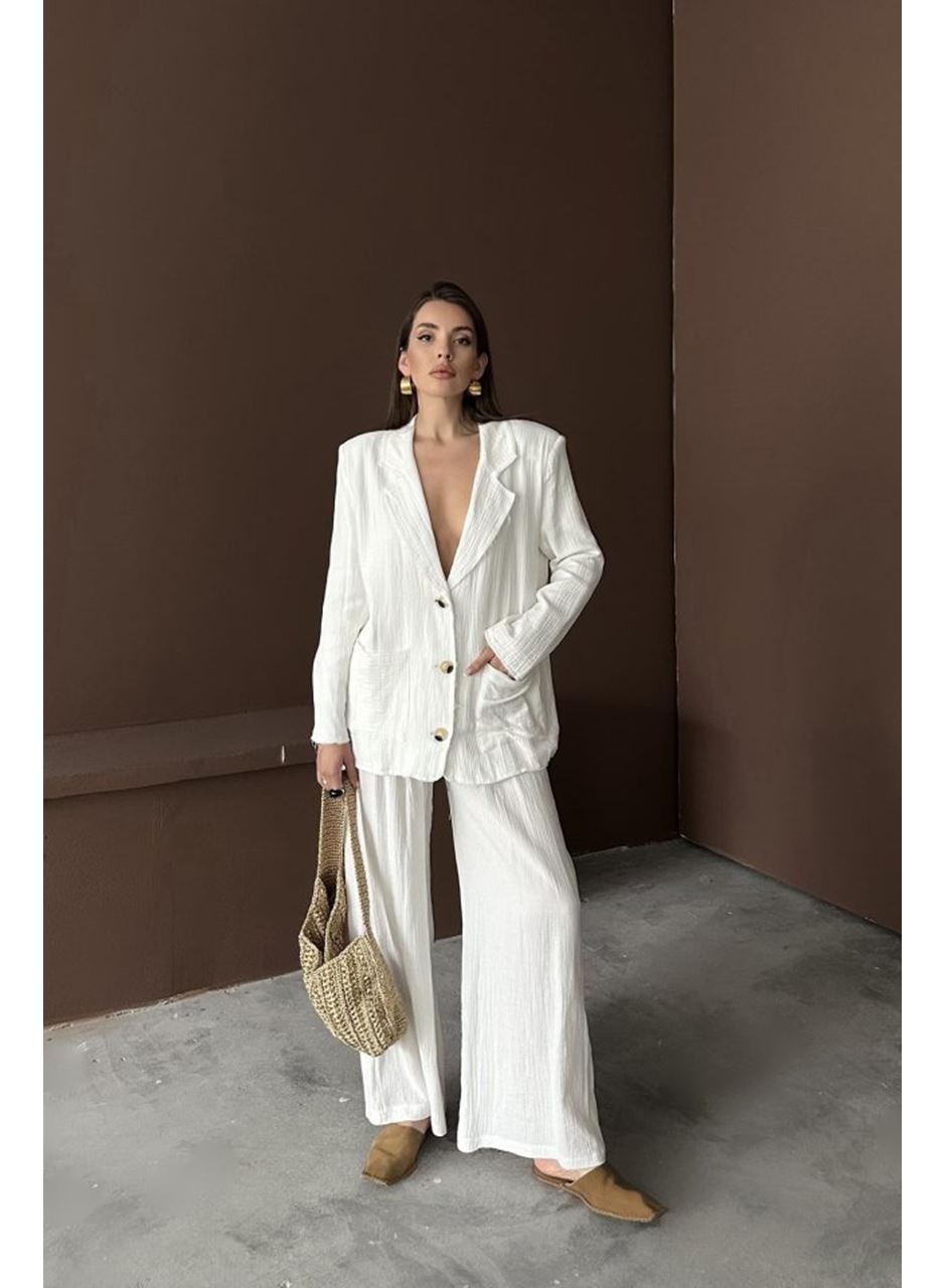 Beyaz Oversize Müslin Takım