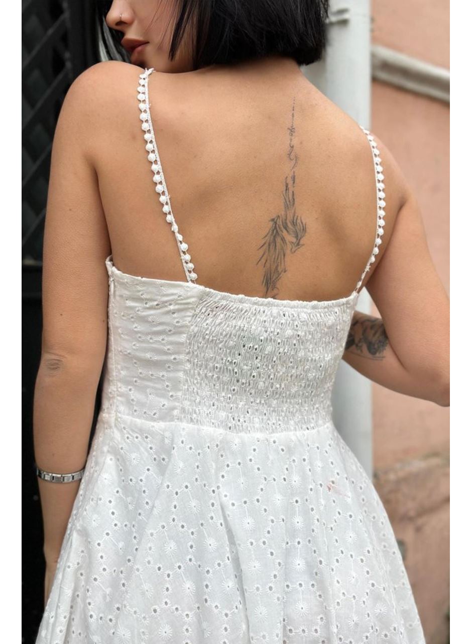 Beyaz Askılı Fisto Mini Elbise