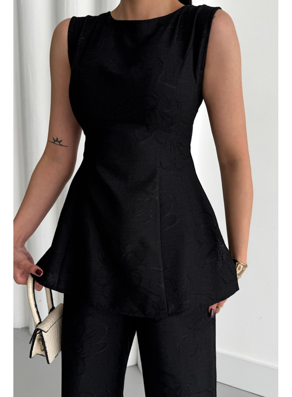 JAKAR KETEN KOLSUZ BLUZ-PANTOLON TK - Siyah