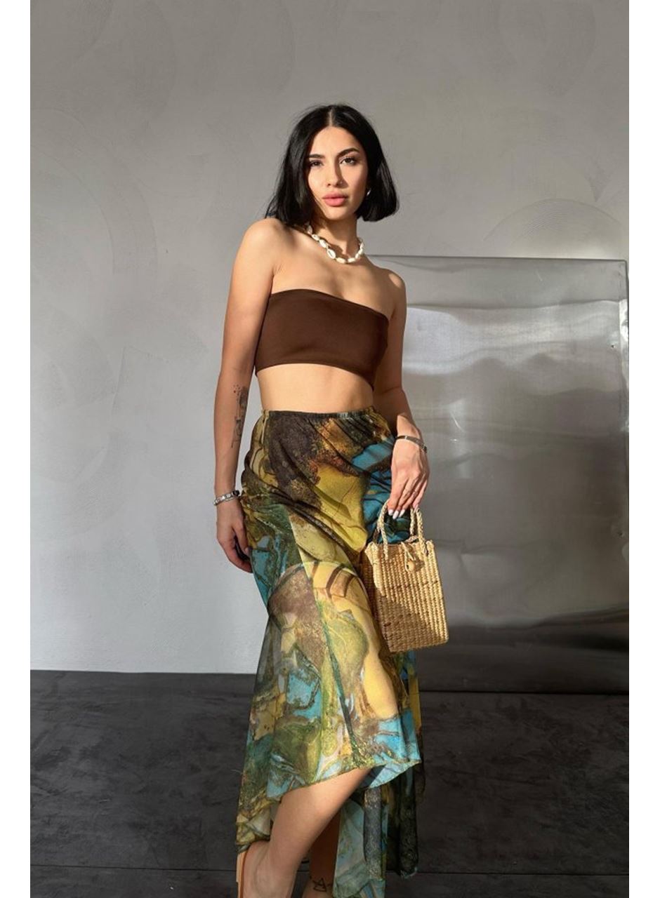 Desenli Baskılı Lastikli Etek