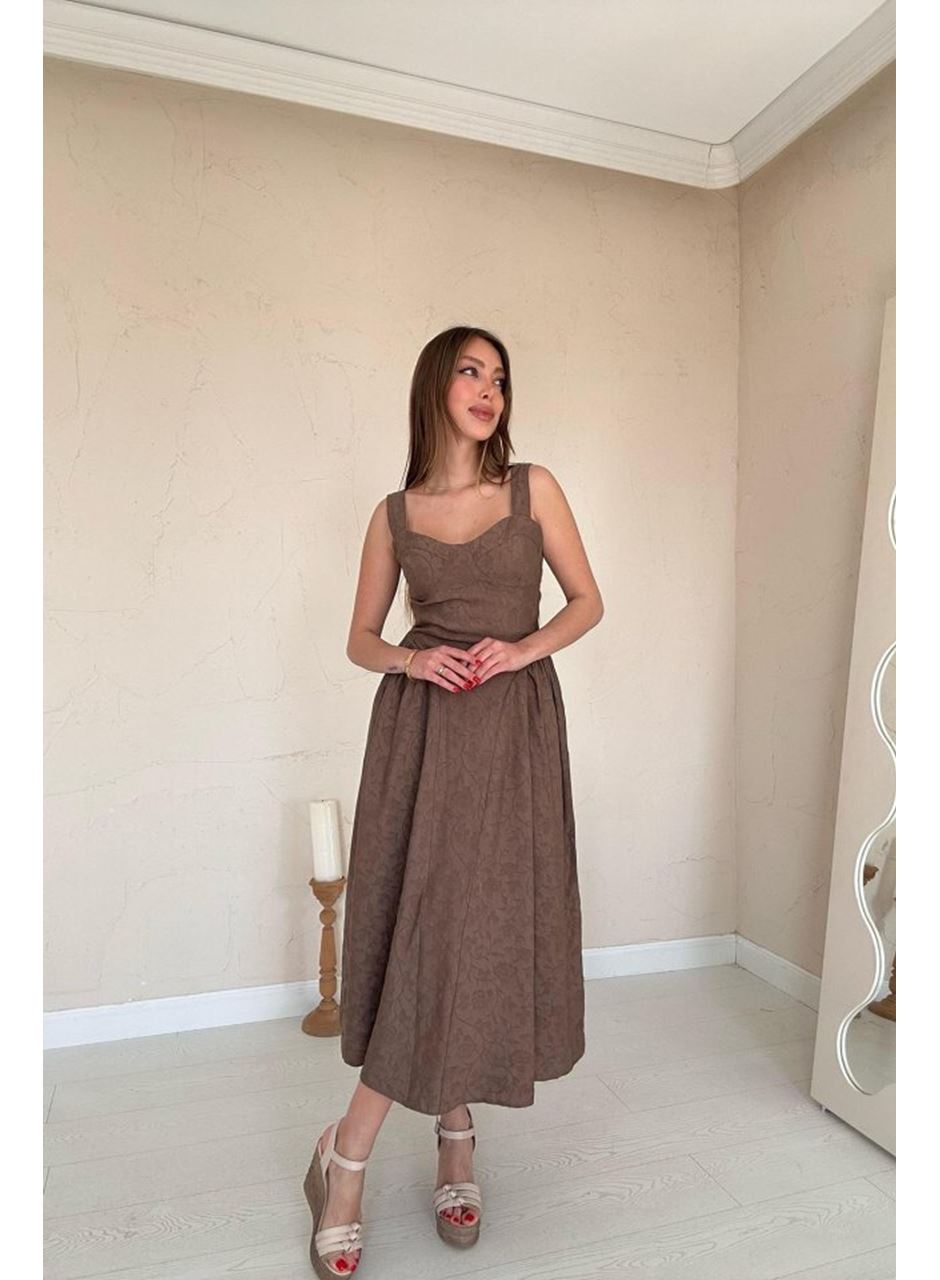 Vizon Yanları Büzgülü Göğüs Kuplu Elbise