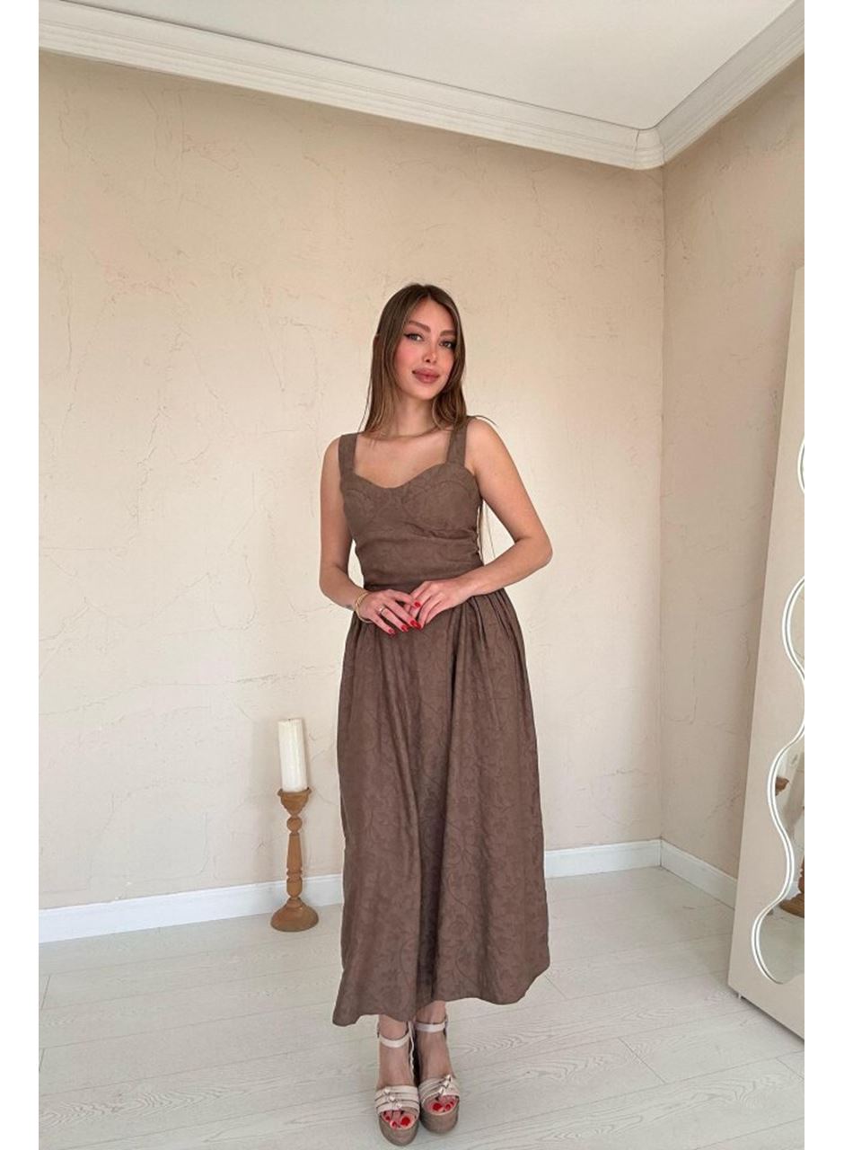 Vizon Yanları Büzgülü Göğüs Kuplu Elbise