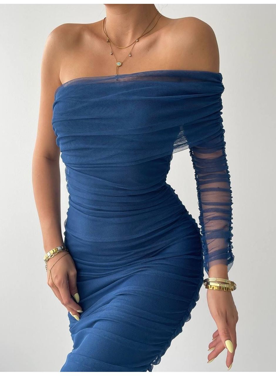 Polack Tek Omuz Tül Elbise