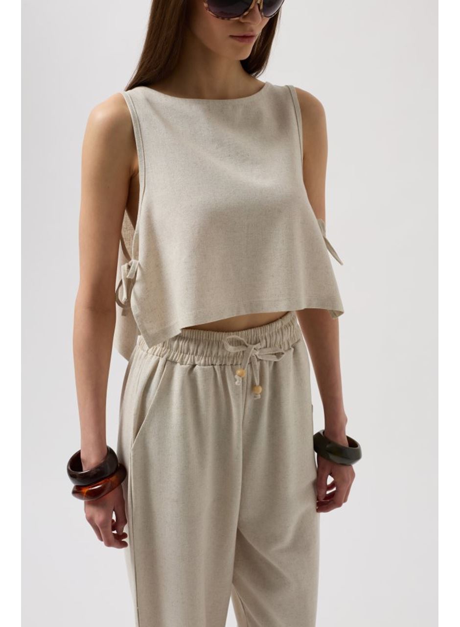 Yandan Bağlamalı Crop Bluz