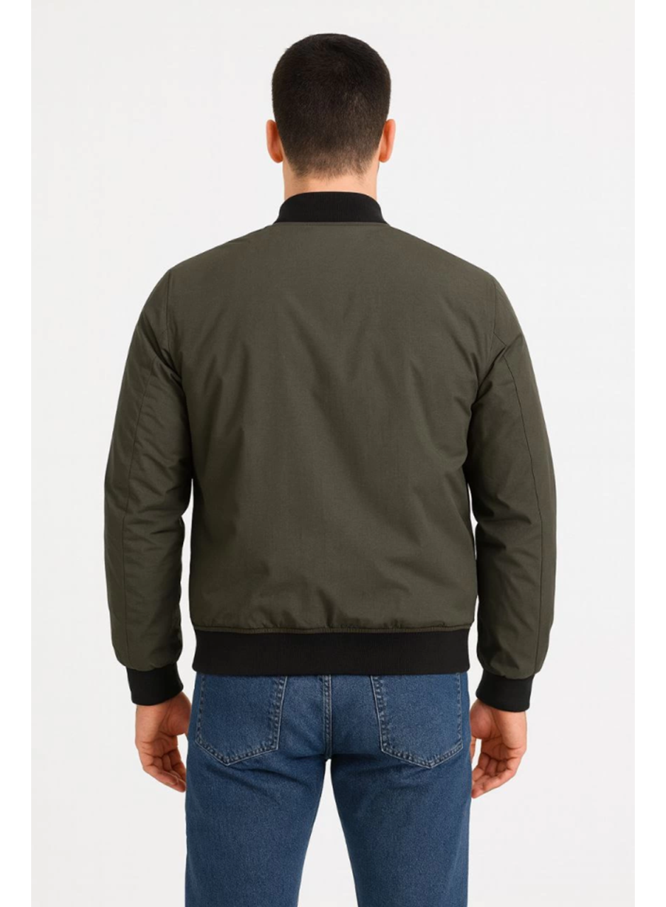 Erkek Içi Astarlı Fermuarlı Bomber Mont Ceket - Haki