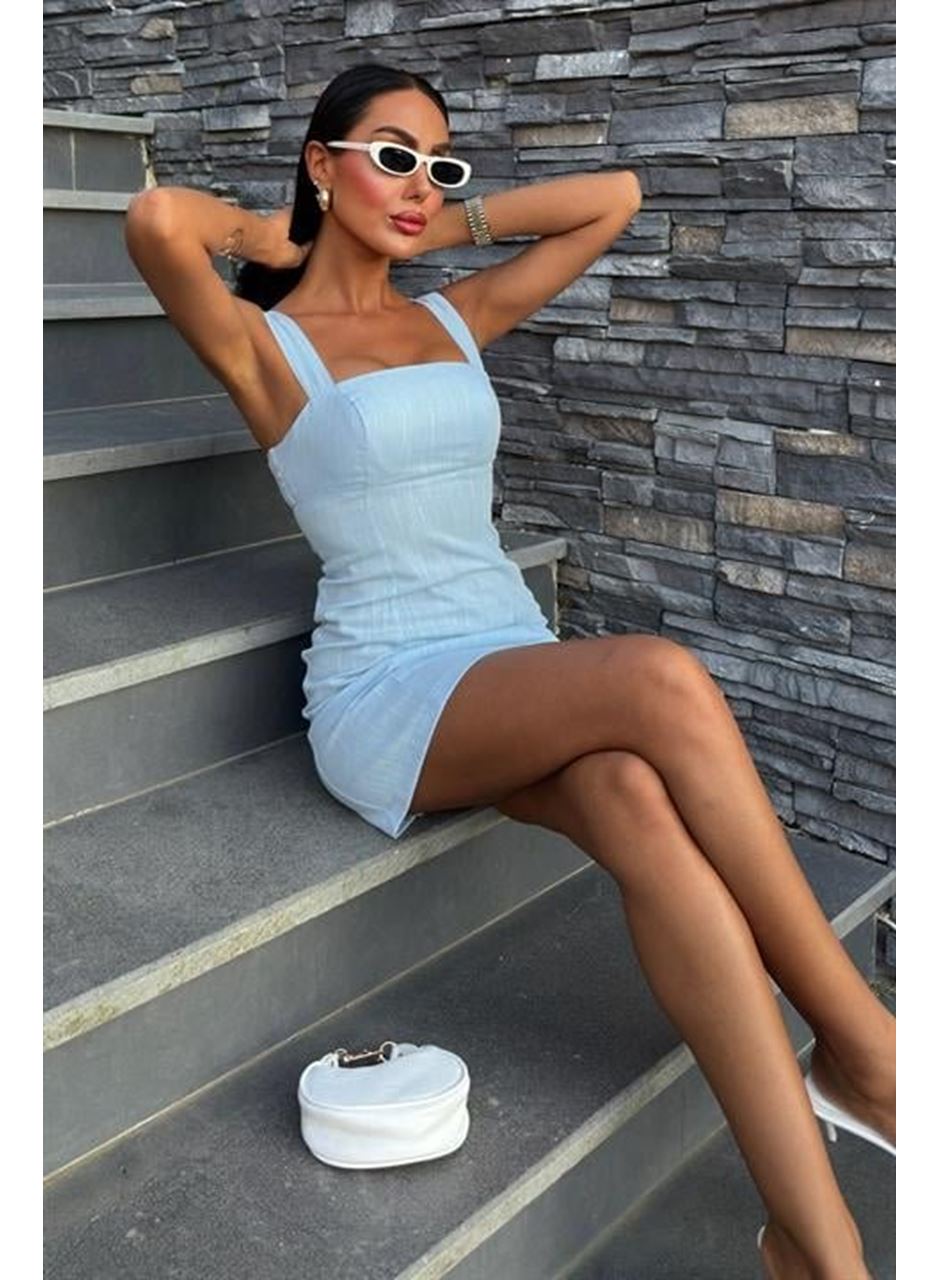 Kare Yaka Mini Elbise 2903