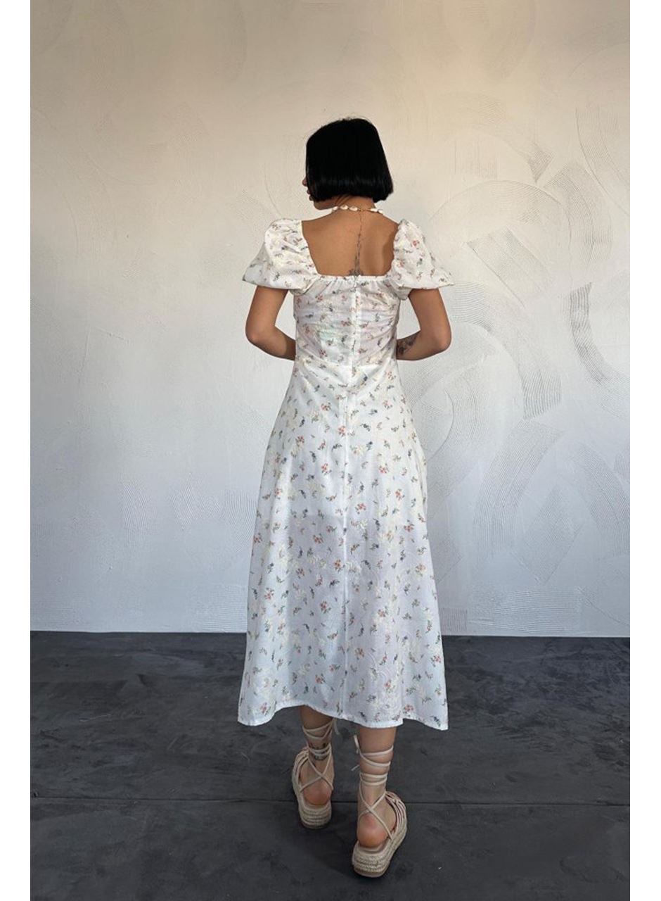 Lila Çiçekli Yazlık Elbise