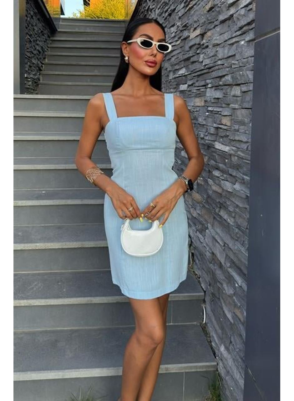 Kare Yaka Mini Elbise 2903