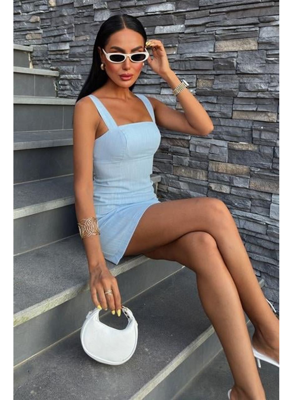 Kare Yaka Mini Elbise 2903