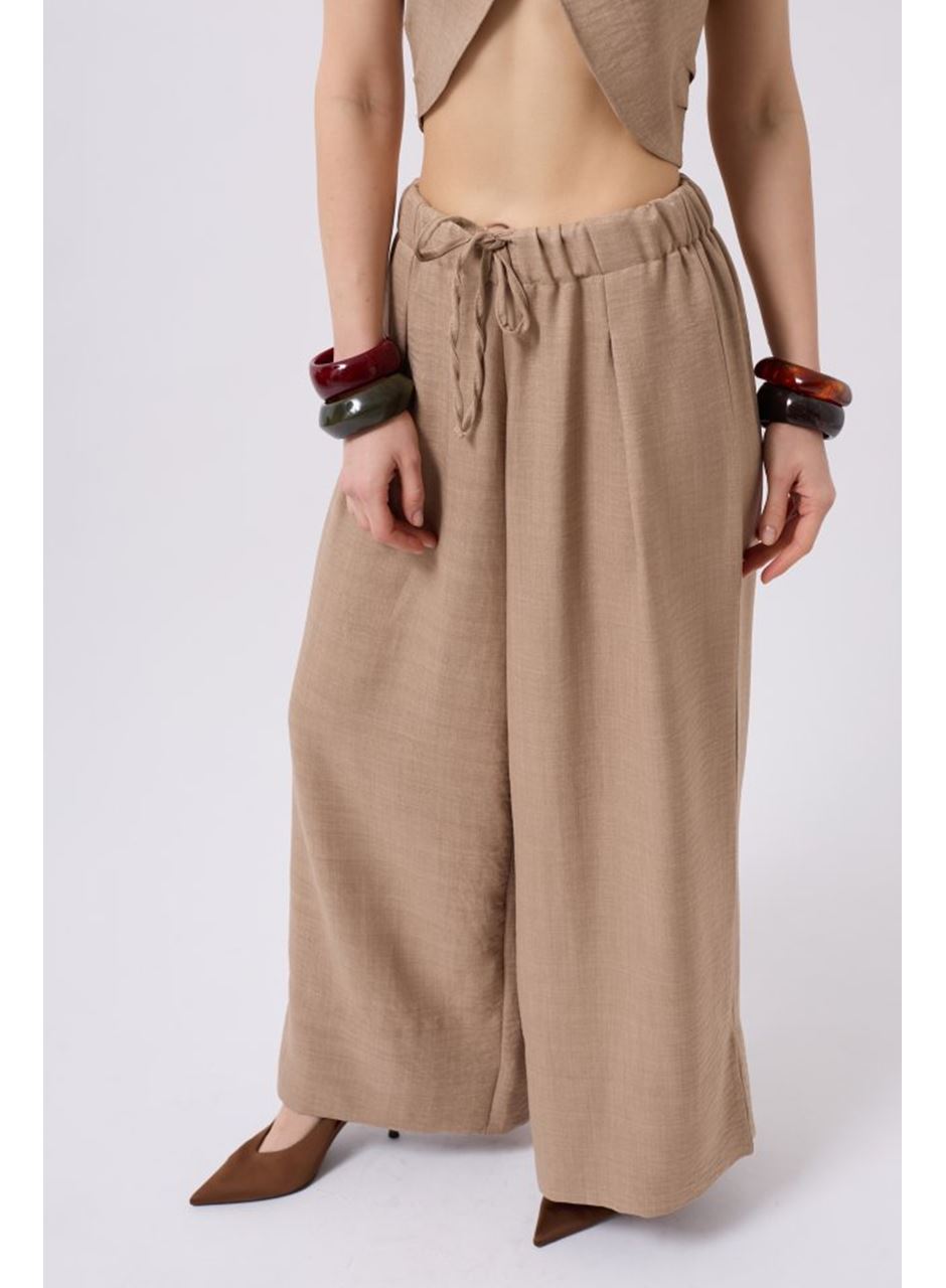 Düşük Bel Oversize Keten Pantolon