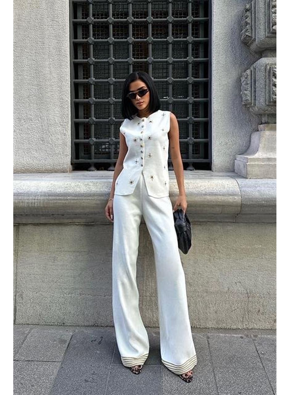 Paulo Gold Düğmeli Yelek Pantolon Takım 9976