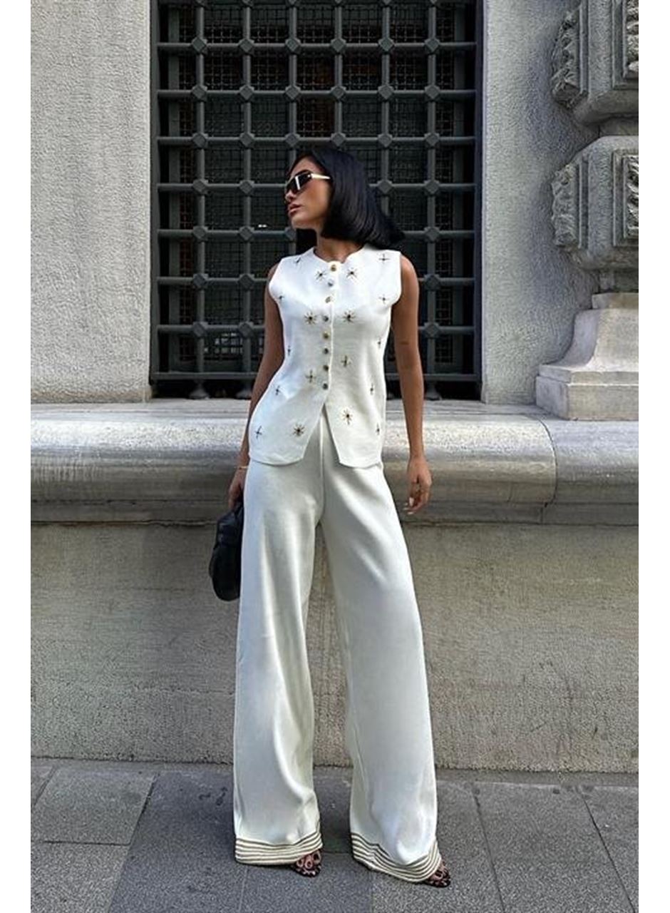 Paulo Gold Düğmeli Yelek Pantolon Takım 9976