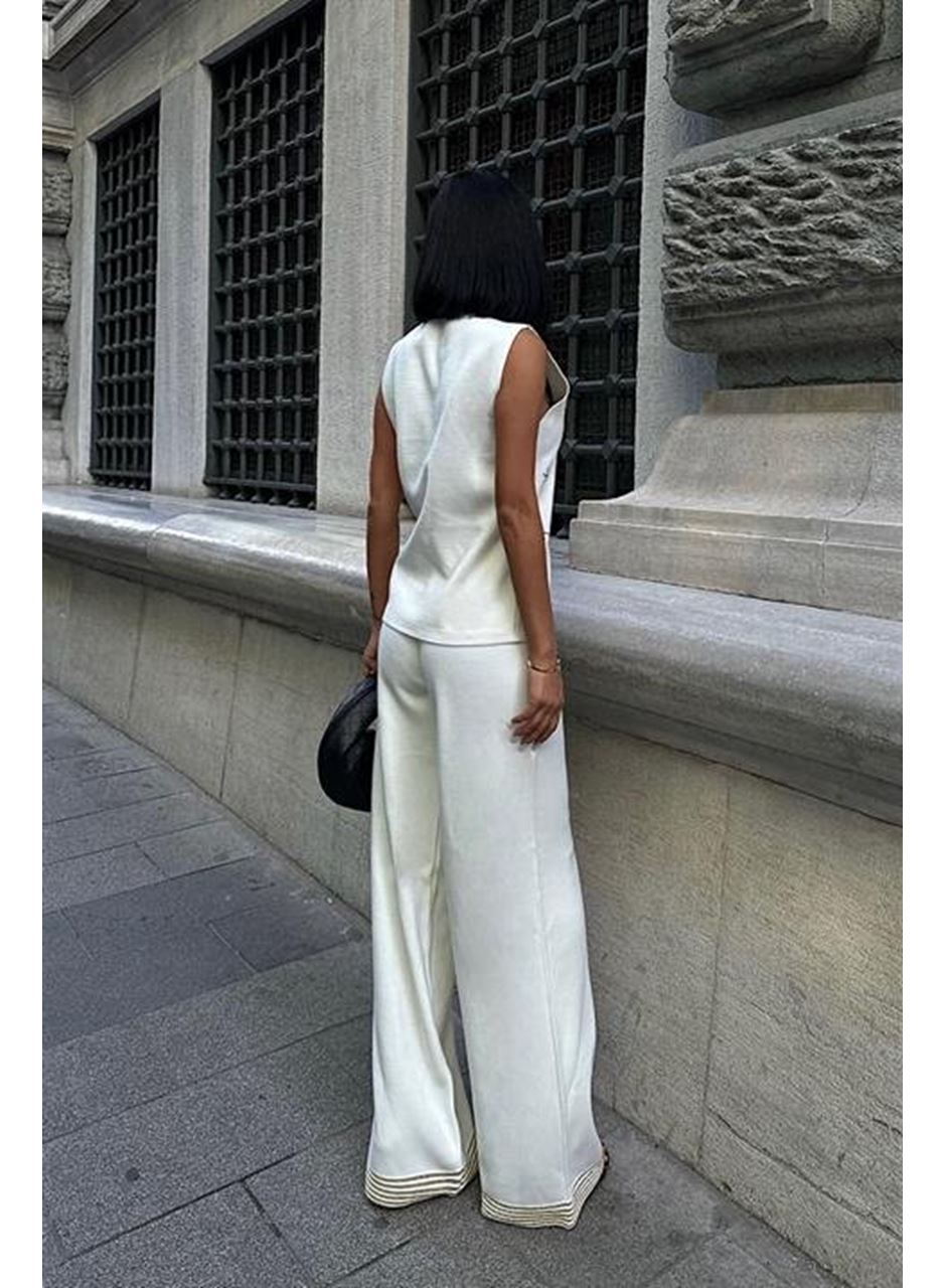 Paulo Gold Düğmeli Yelek Pantolon Takım 9976