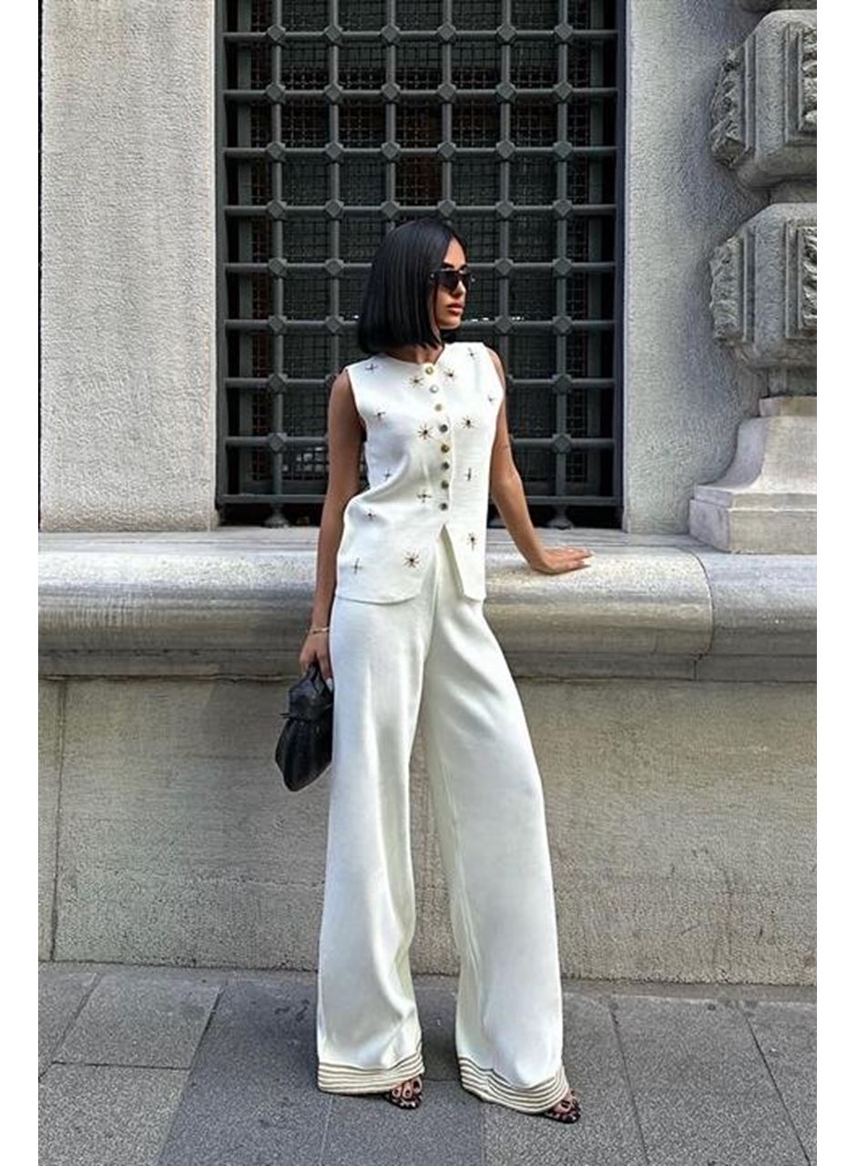 Paulo Gold Düğmeli Yelek Pantolon Takım 9976