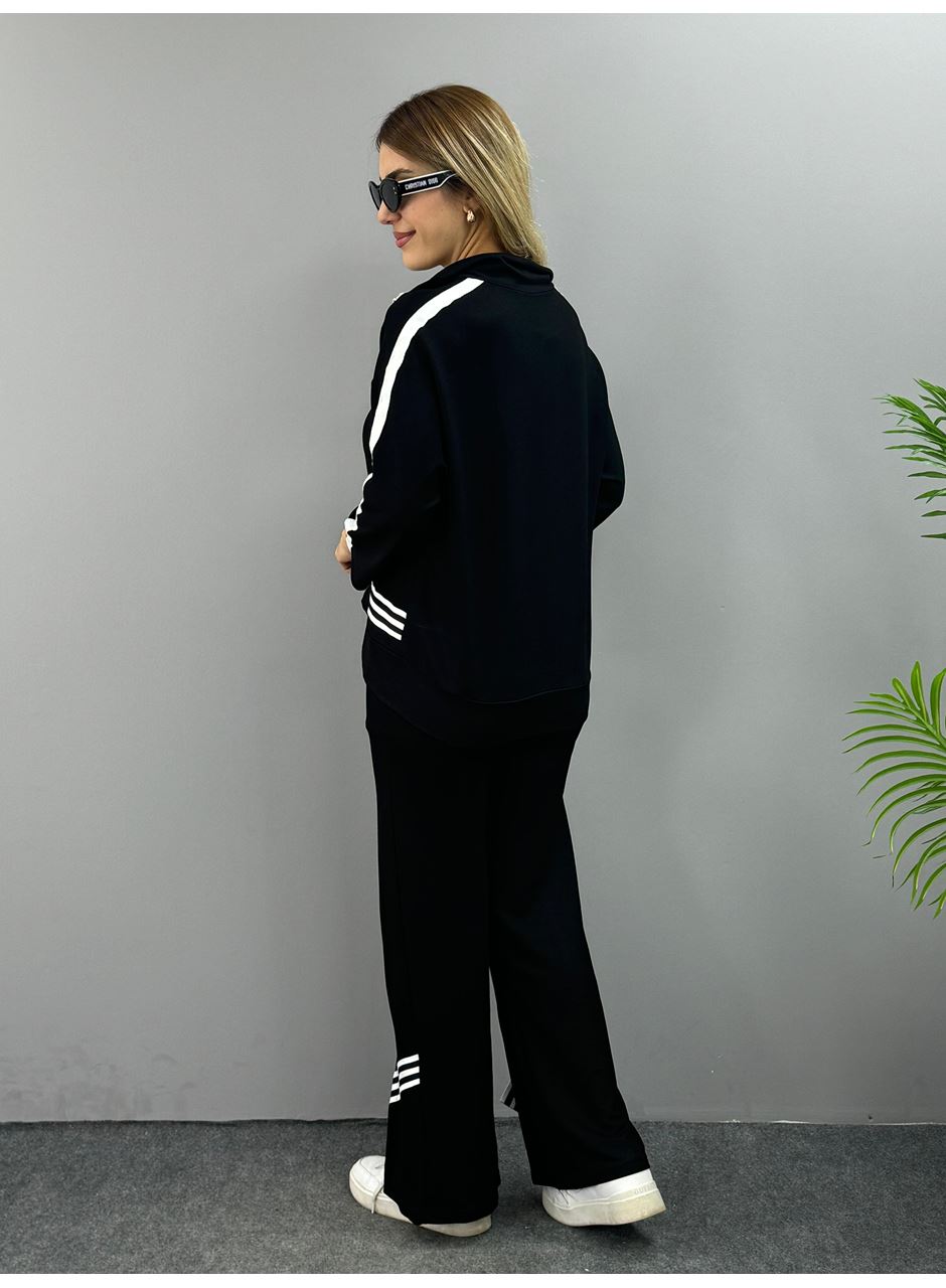 Kadın Polo Yaka Paça Yırtmaçlı Ribanalı İkili Takım