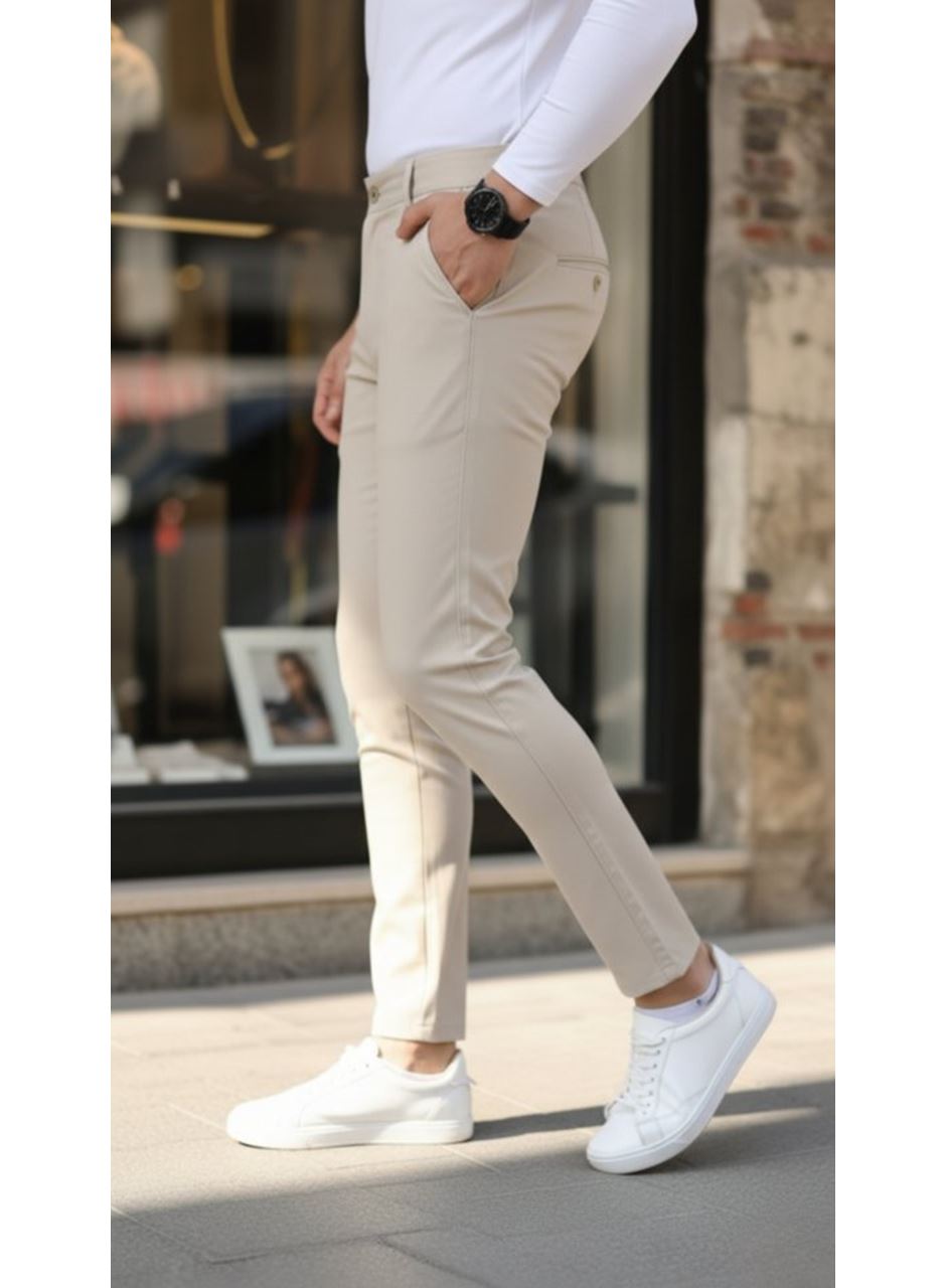Erkek Slim Fit Likralı Gabardin Pantolon