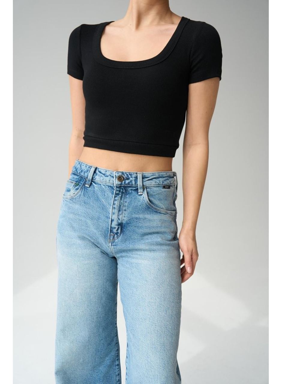 Geniş Yaka Bady - Siyah