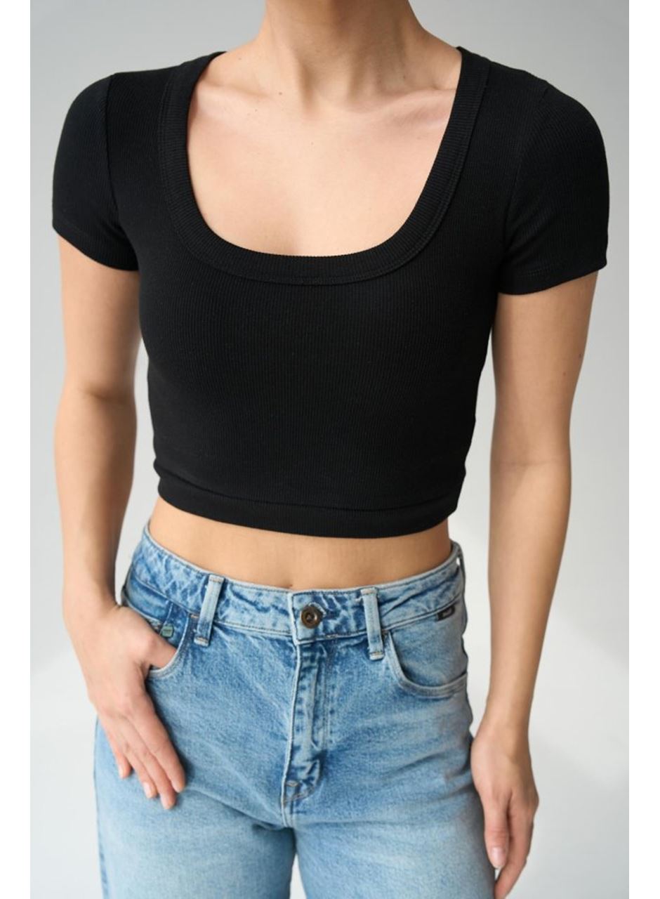 Geniş Yaka Bady - Siyah