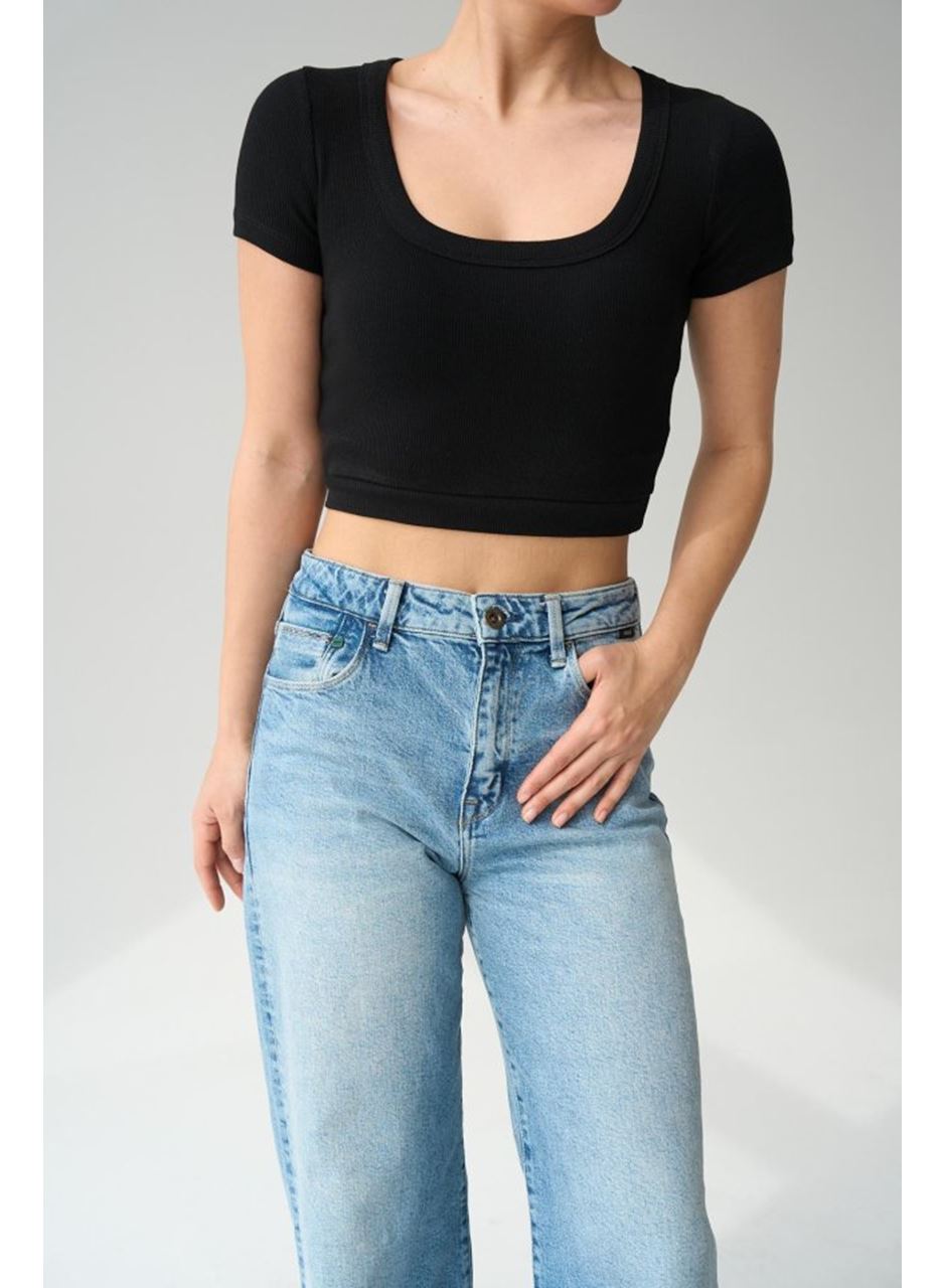 Geniş Yaka Bady - Siyah