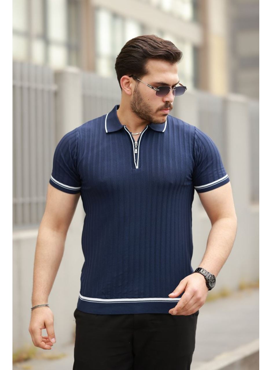 Erkek Fermuarlı Yakalı Kısa Kollu T-shirt