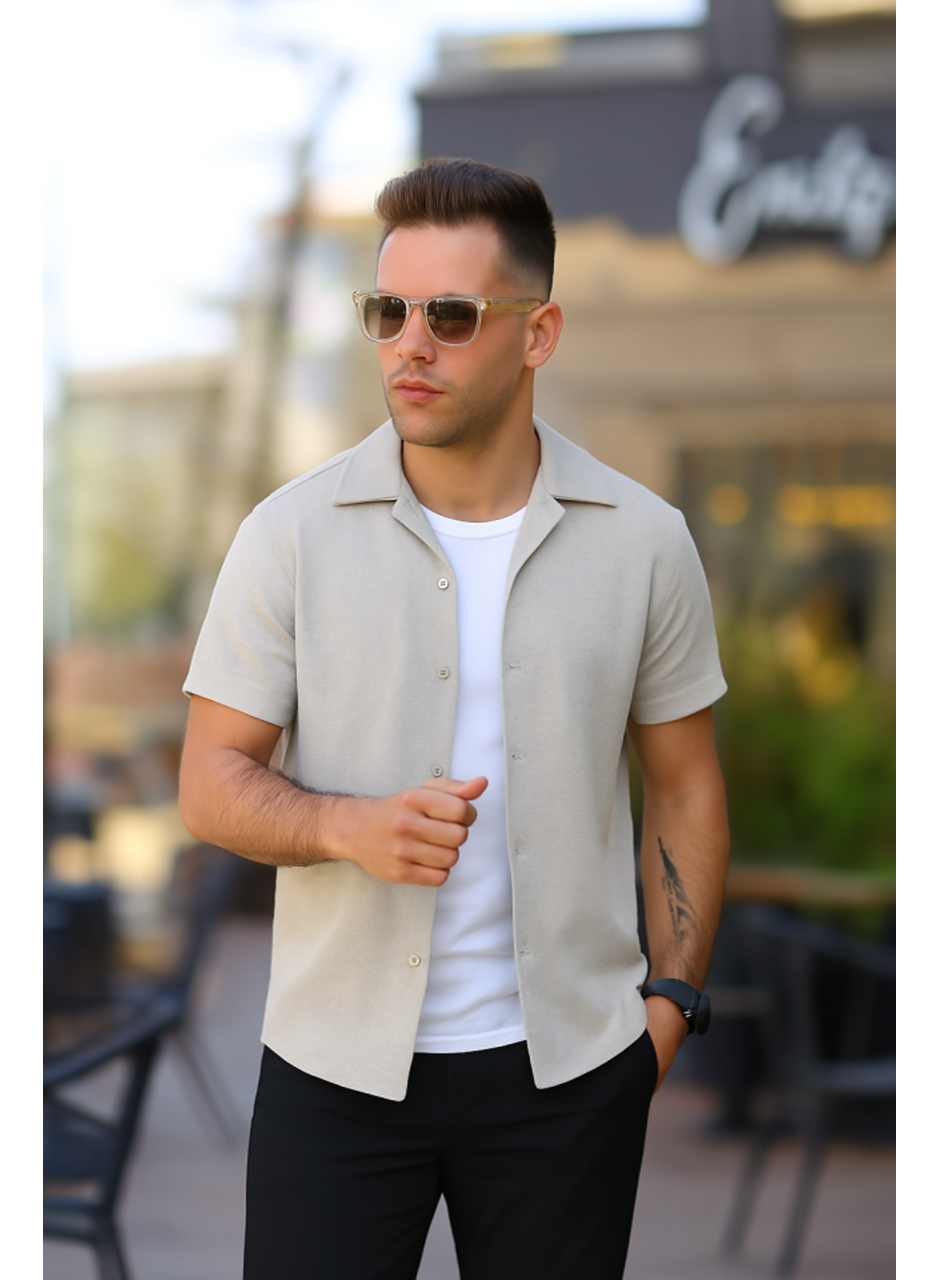 Erkek Kısa Kollu örme Kumaş Pamuklu Gömlek