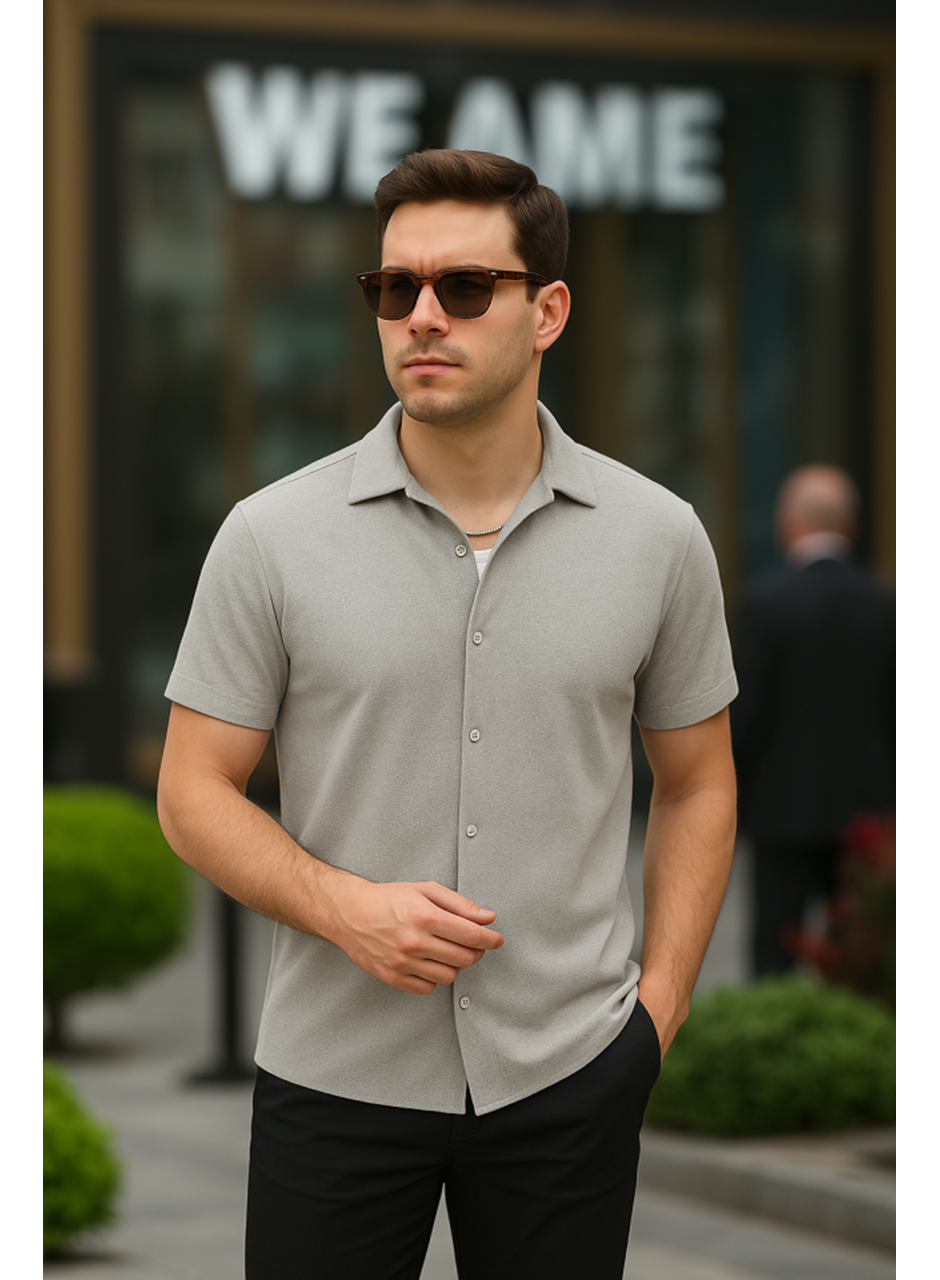 Erkek Kısa Kollu örme Kumaş Pamuklu Gömlek