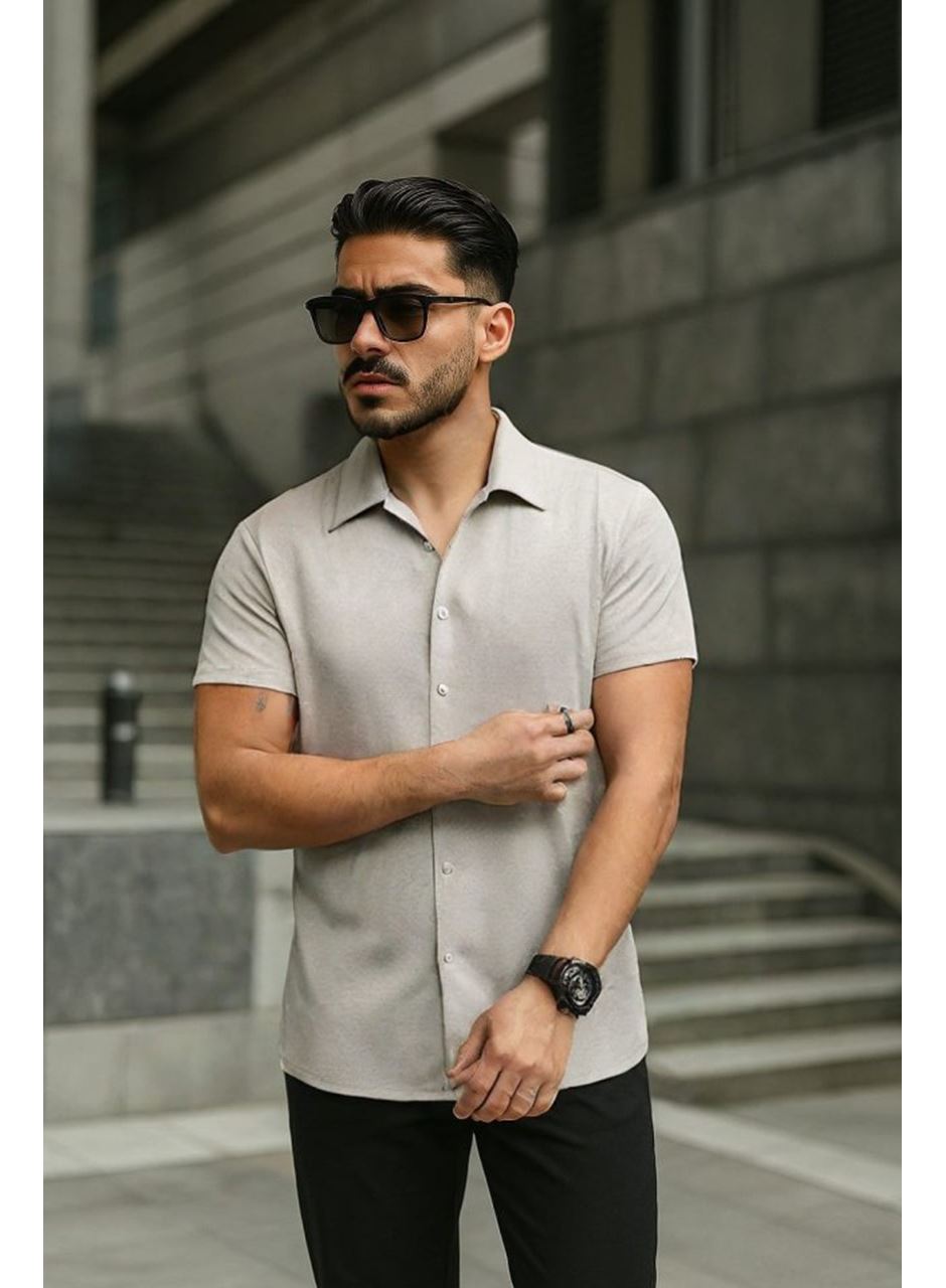 Erkek Kısa Kollu örme Kumaş Pamuklu Gömlek
