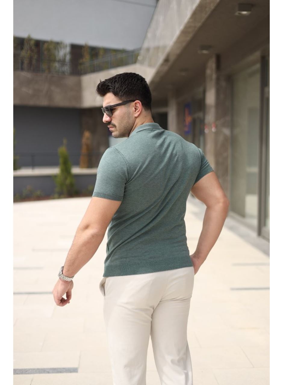 Erkek Polo Yaka Fermuar Detaylı Tişört