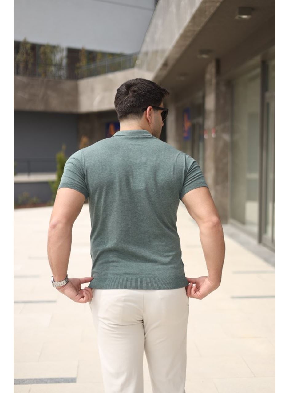 Erkek Polo Yaka Fermuar Detaylı Tişört