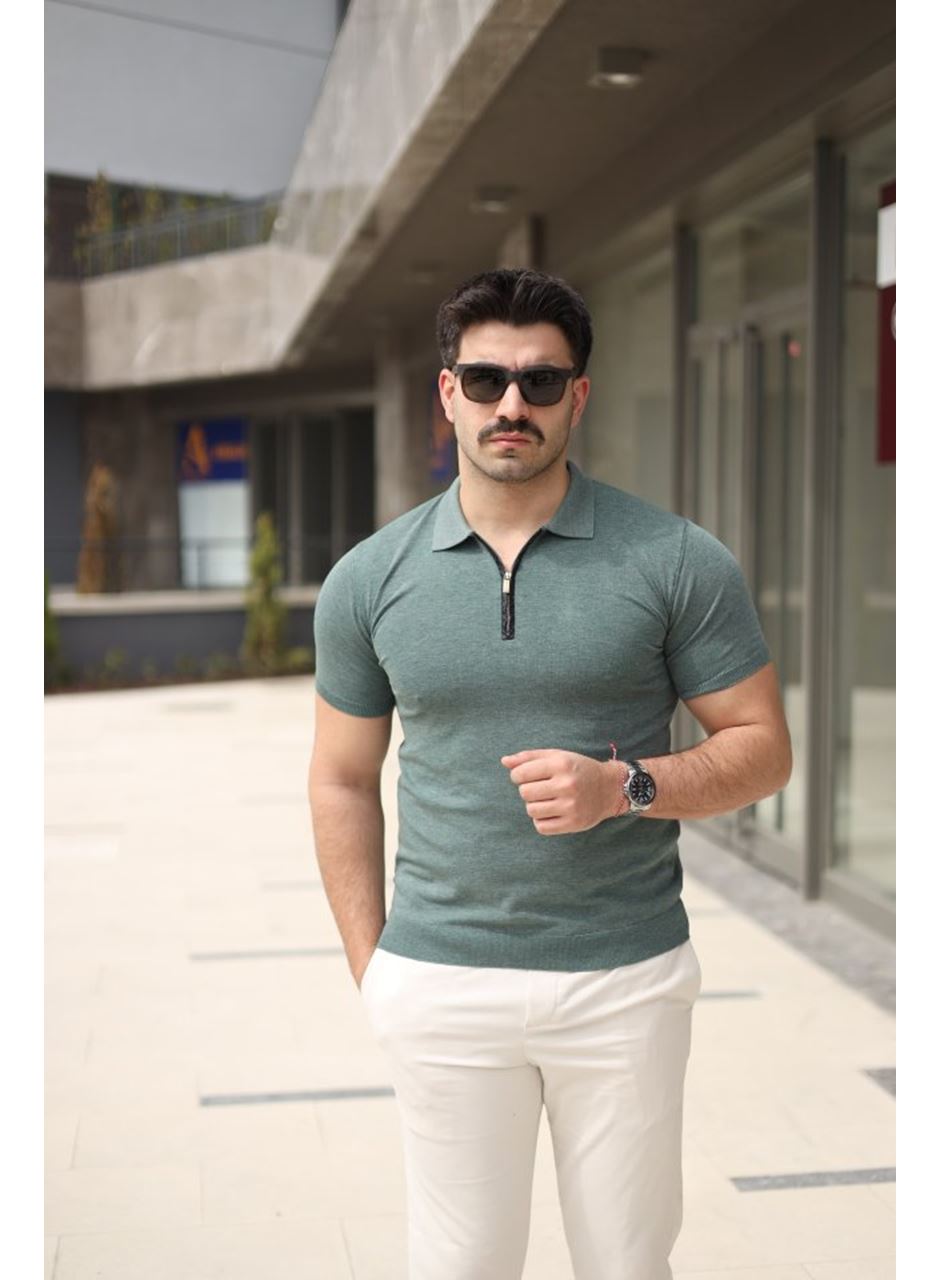 Erkek Polo Yaka Fermuar Detaylı Tişört