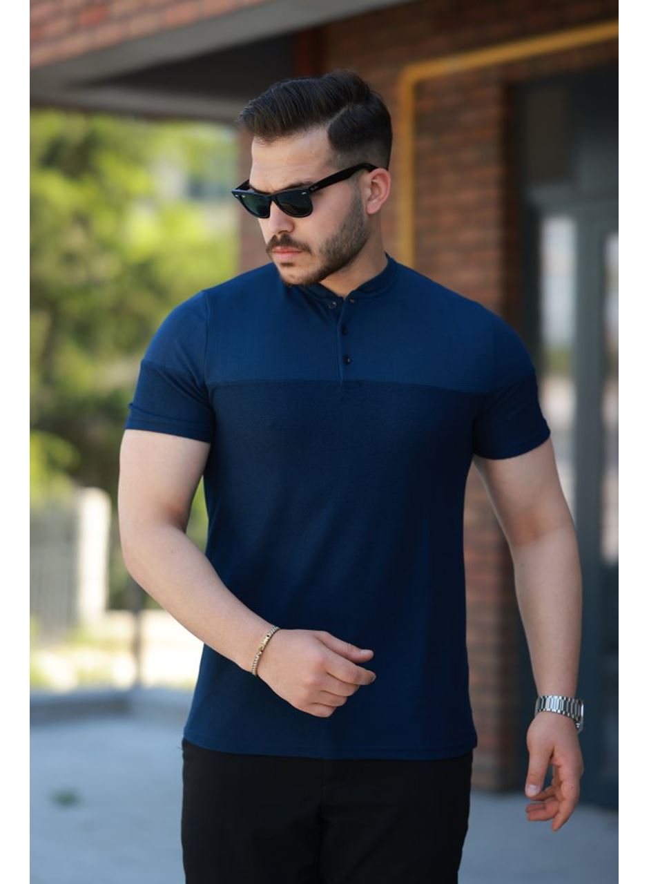 Erkek Hakim Yakalı Kısa Kollu Pamuklu T-shirt