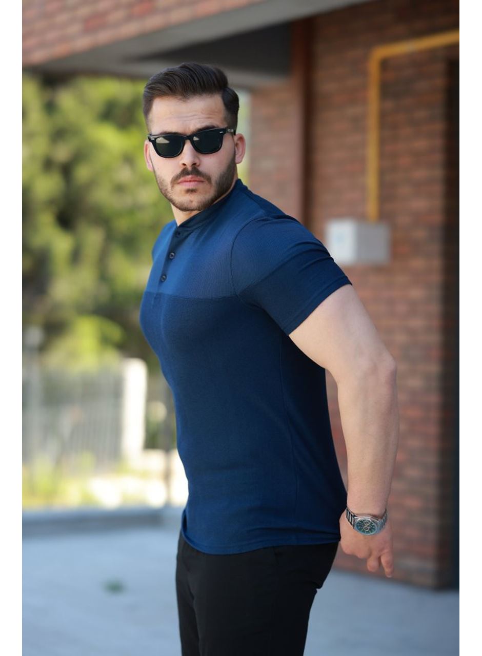 Erkek Hakim Yakalı Kısa Kollu Pamuklu T-shirt