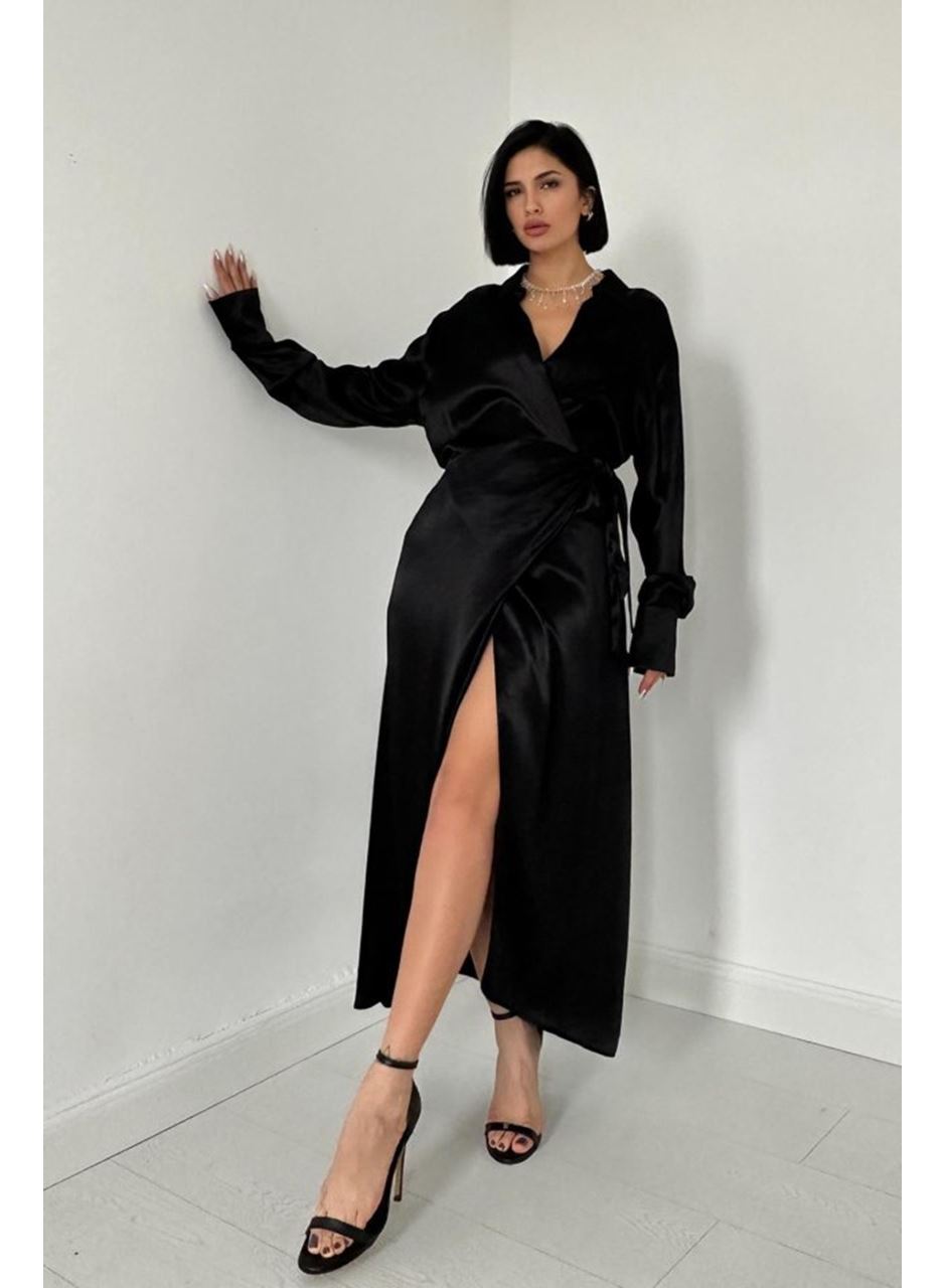 Siyah Kuşaklı Gömlek Elbise