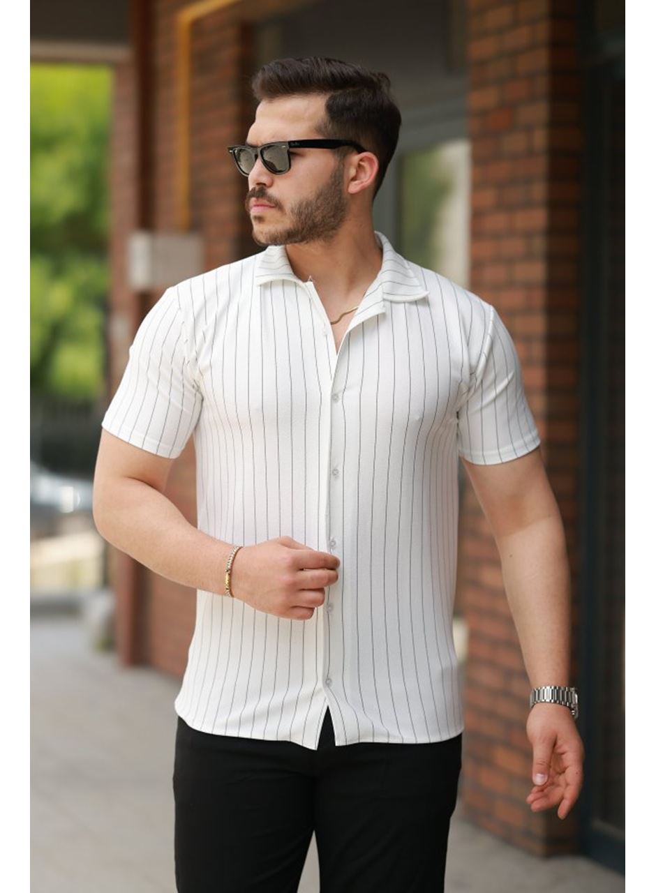 Erkek Kısa Kollu çizgili Gömlek