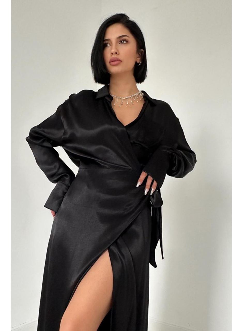 Siyah Kuşaklı Gömlek Elbise