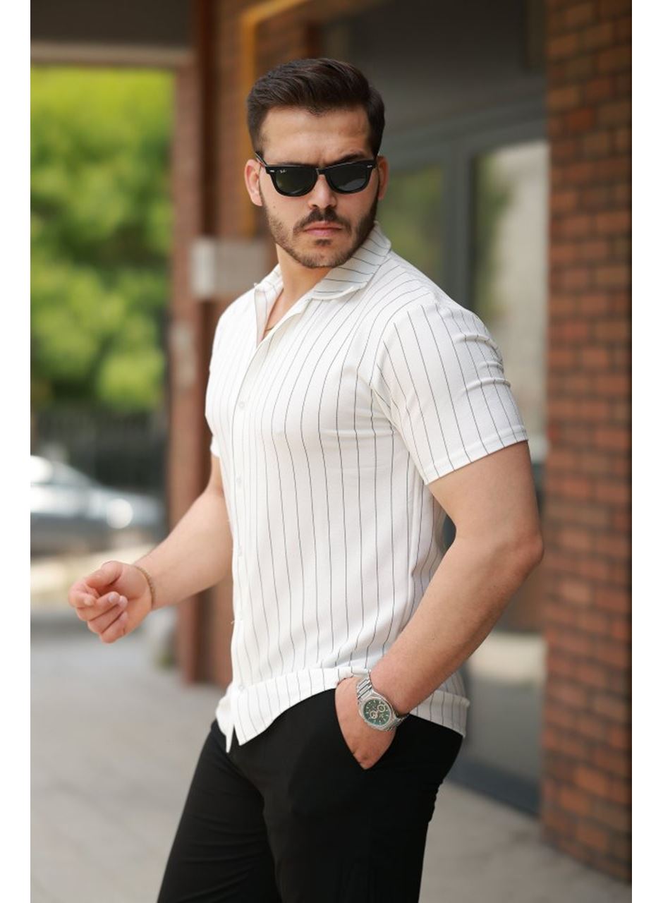Erkek Kısa Kollu çizgili Gömlek