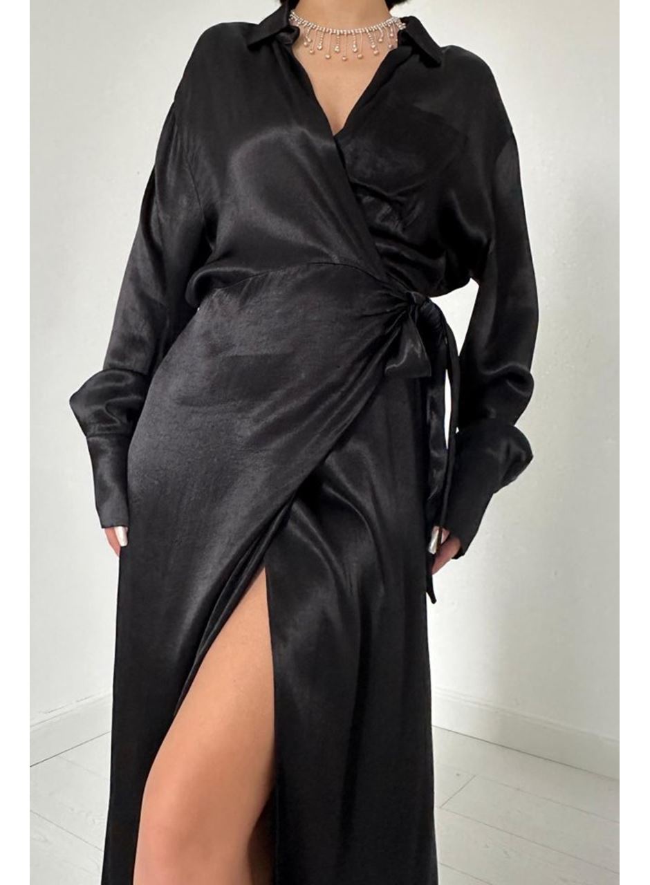 Siyah Kuşaklı Gömlek Elbise