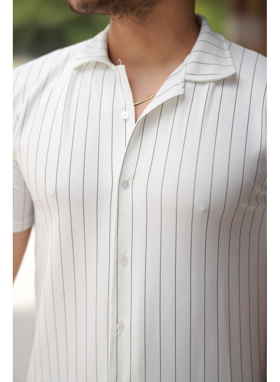 Erkek Kısa Kollu çizgili Gömlek