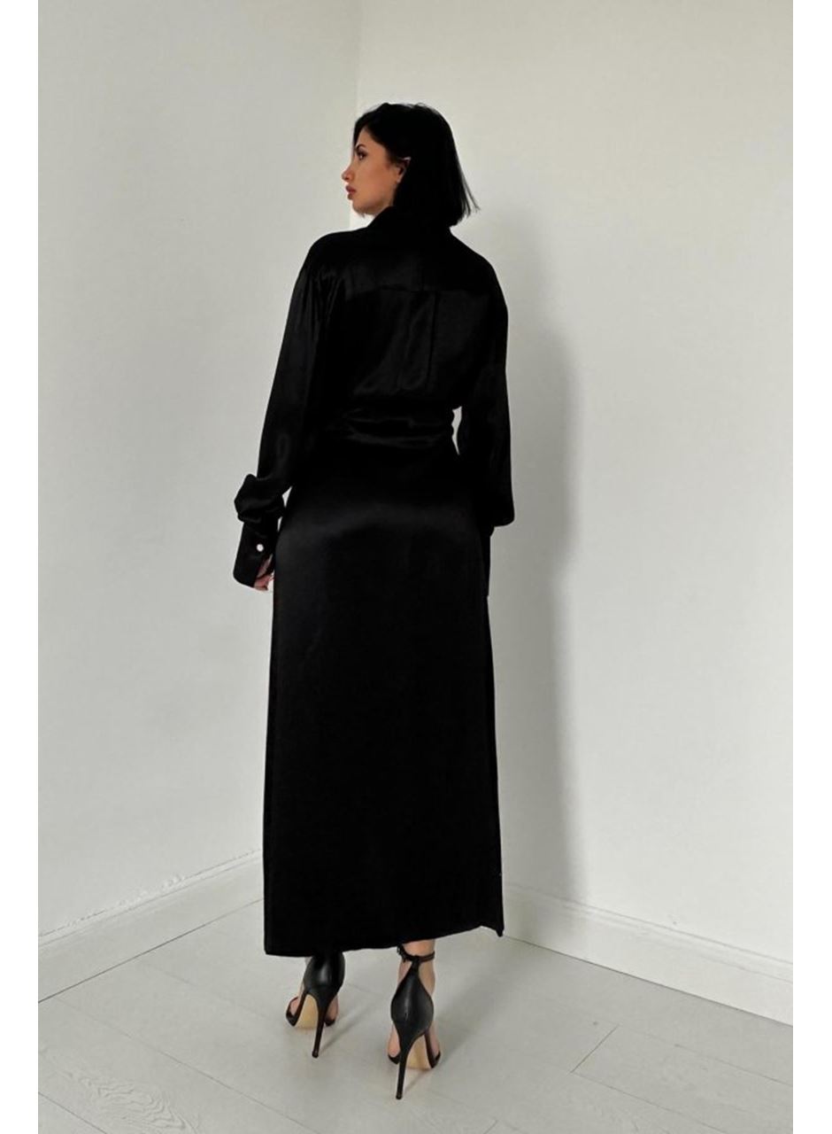 Siyah Kuşaklı Gömlek Elbise