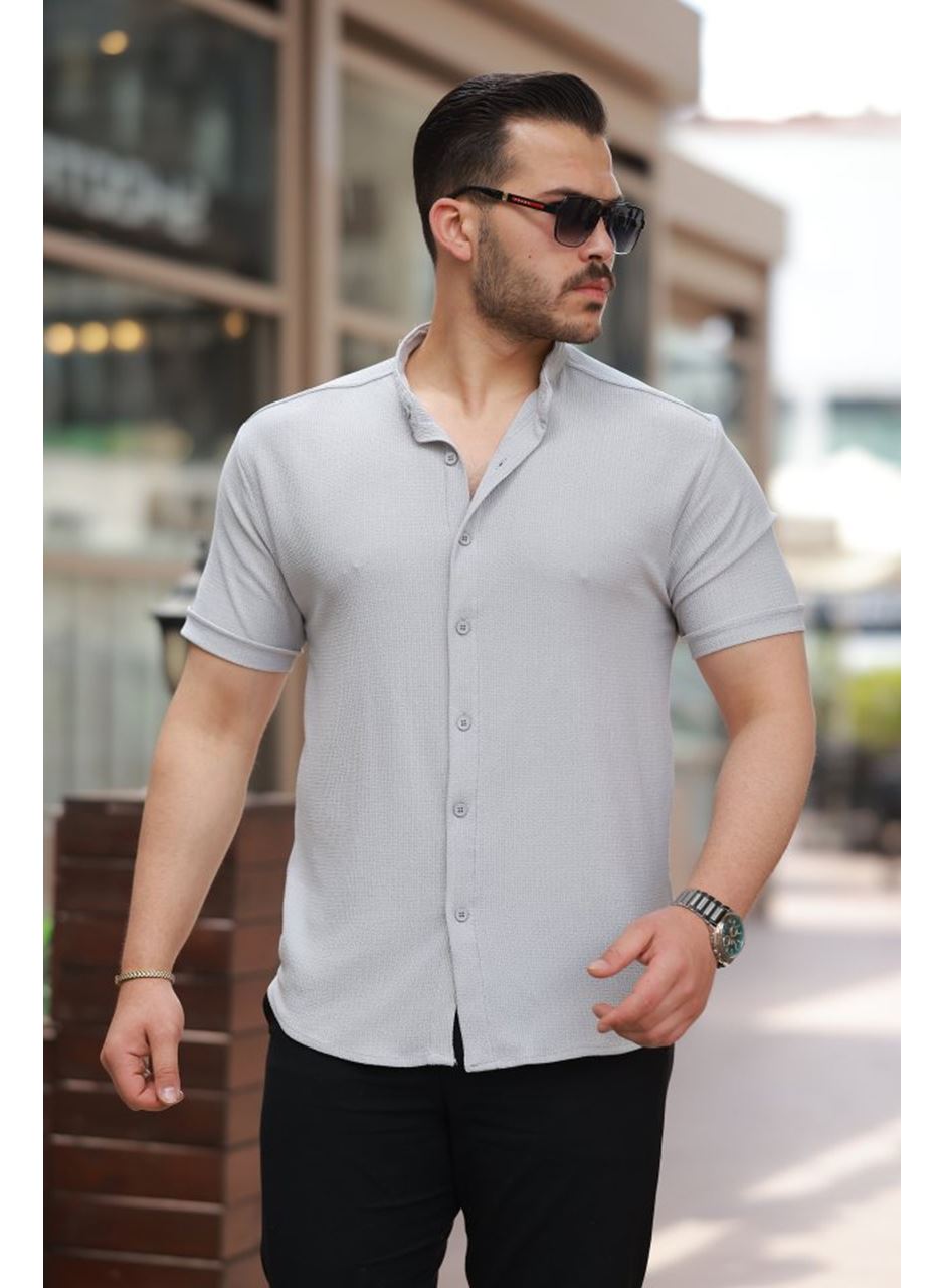 Erkek Hakim Yaka Kısa Kollu Gömlek