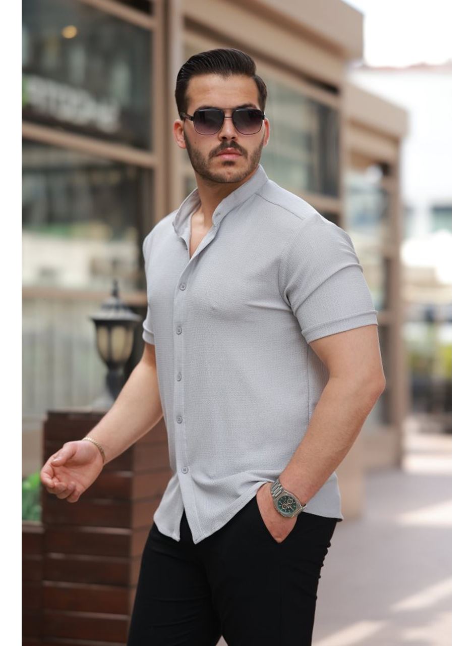 Erkek Hakim Yaka Kısa Kollu Gömlek