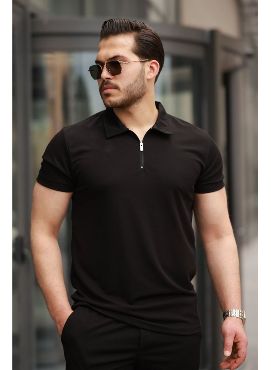 Erkek Yakalı Fermuarlı T-shirt şort Ikili Takım