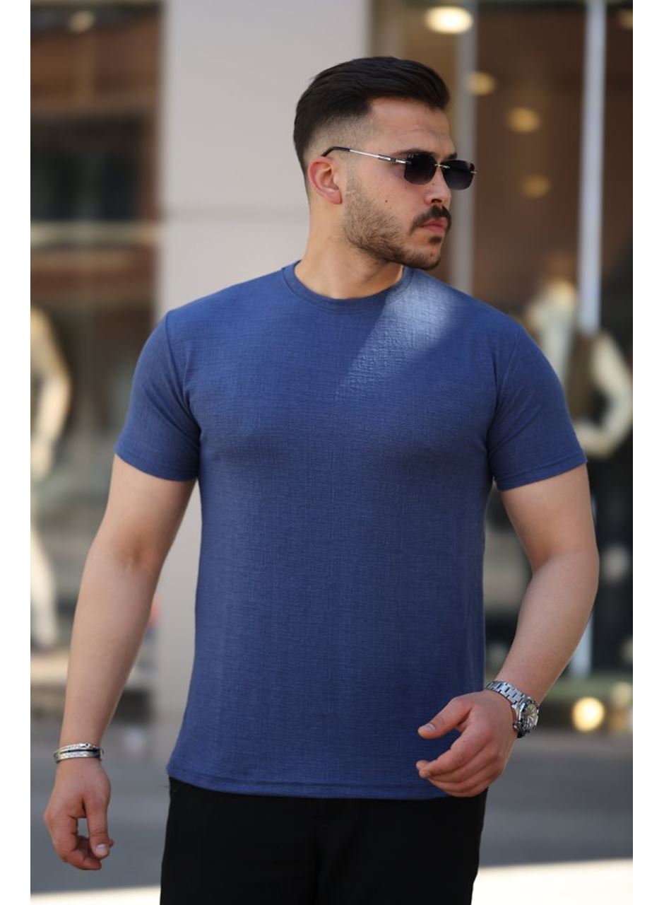 Erkek Ağaç Kabuğu Desenli Kısa Kollu T-shirt