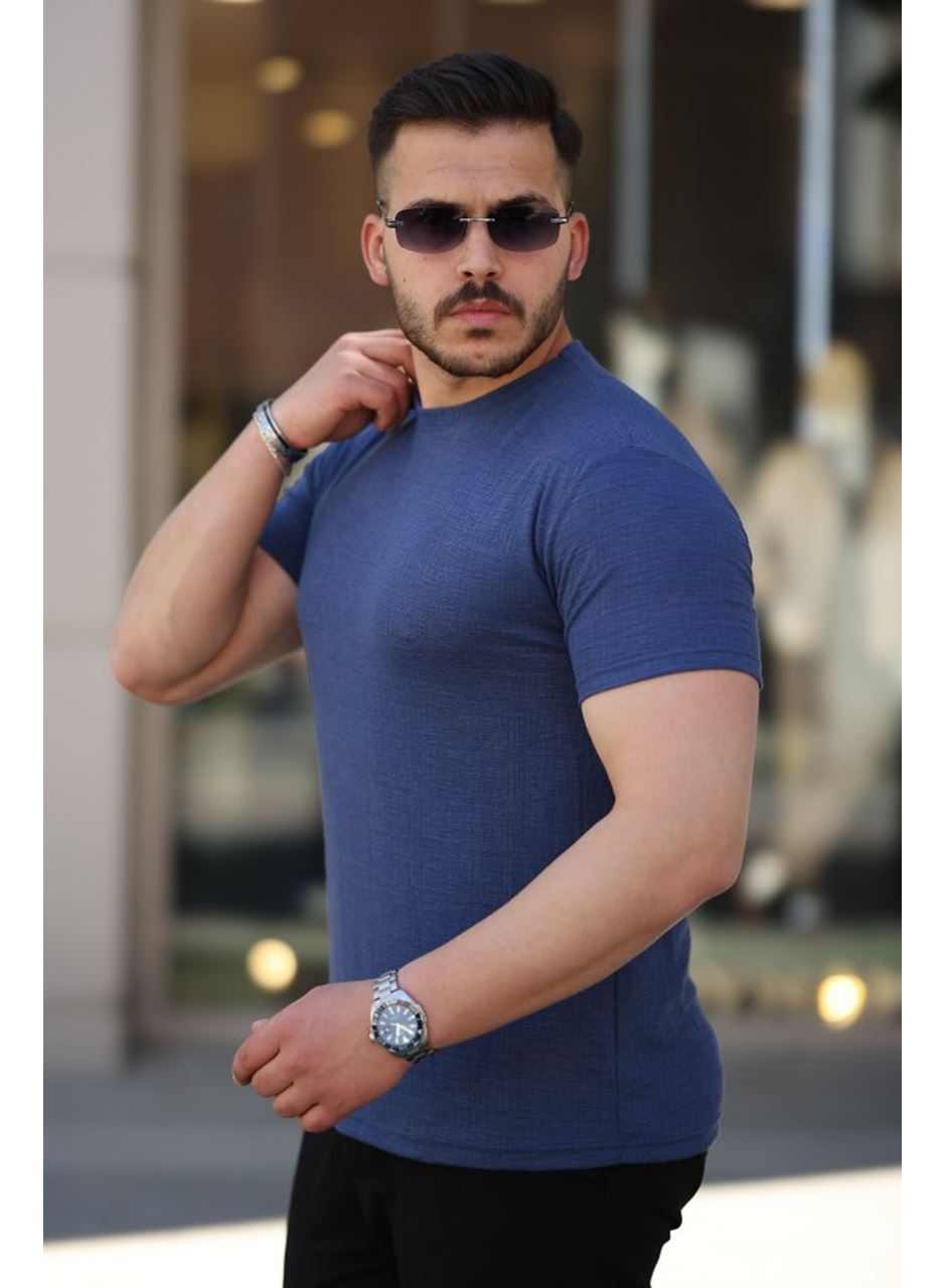 Erkek Ağaç Kabuğu Desenli Kısa Kollu T-shirt