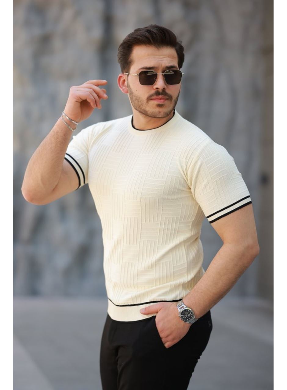 Erkek Jakarlı Ribanalı Kısa Kollu T-shirt